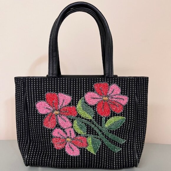 Isabella Fiore Shoulder Bag with Beaded Flowers, in Excellent Condision - Picture 1 of 7
